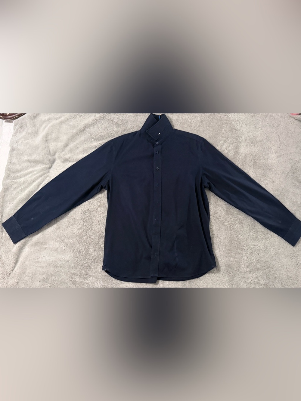 Men's Navy Long-Sleeve Dress Shirt - Tailored Button-Up
